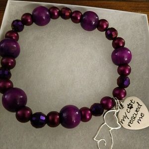 Cat 🐈 lovers purple stretchy rescue bracelet